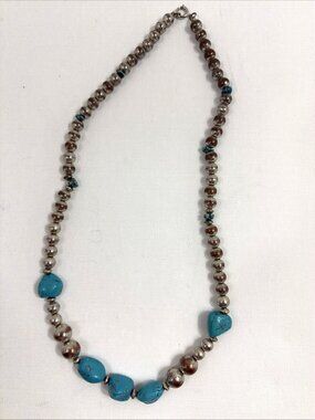 ntage Southwest Style Blue Bead Necklace – 1970s Handmade Look